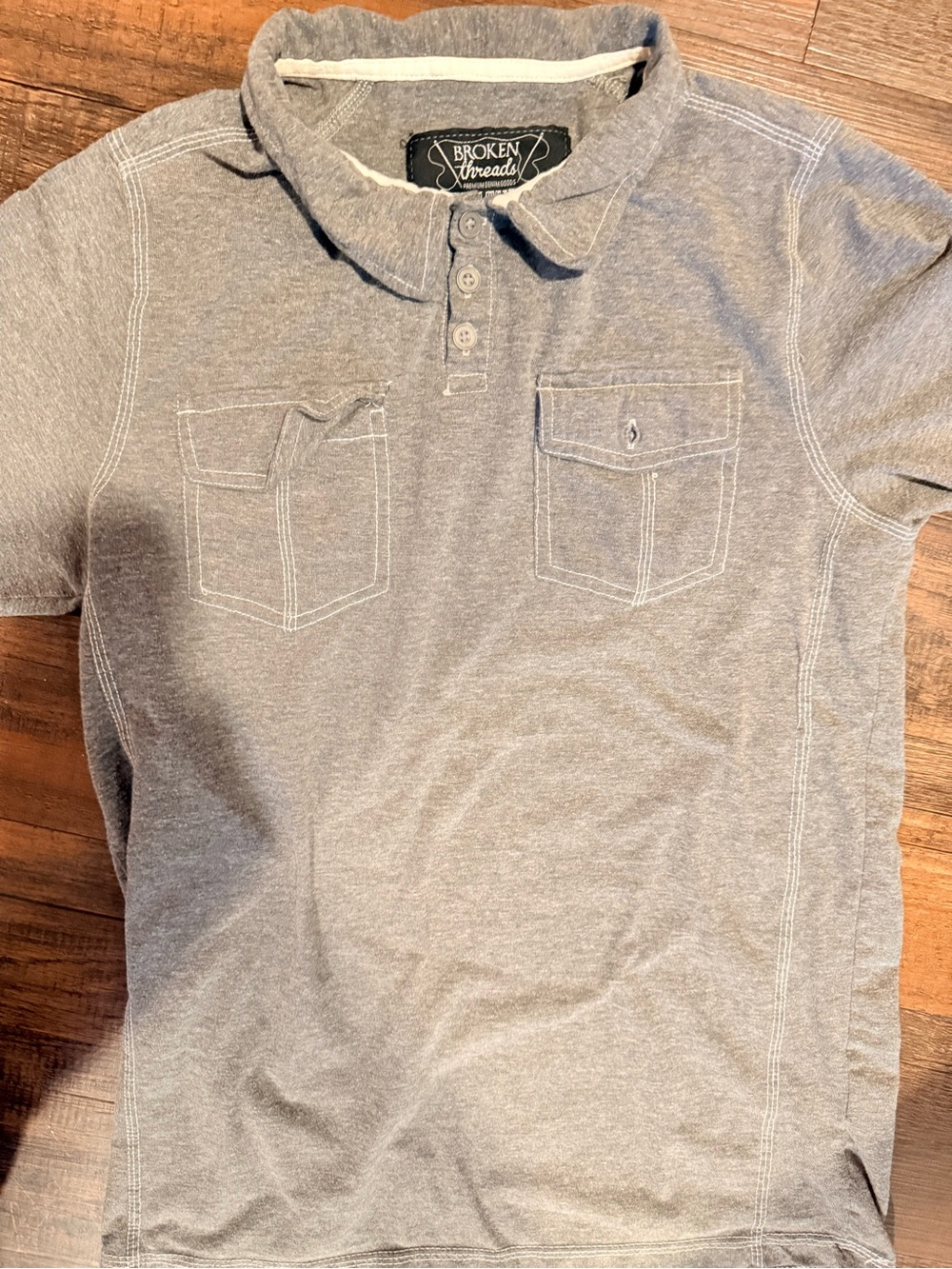 Broken Threads Men's Heather Gray Polo with Dual Chest Pockets